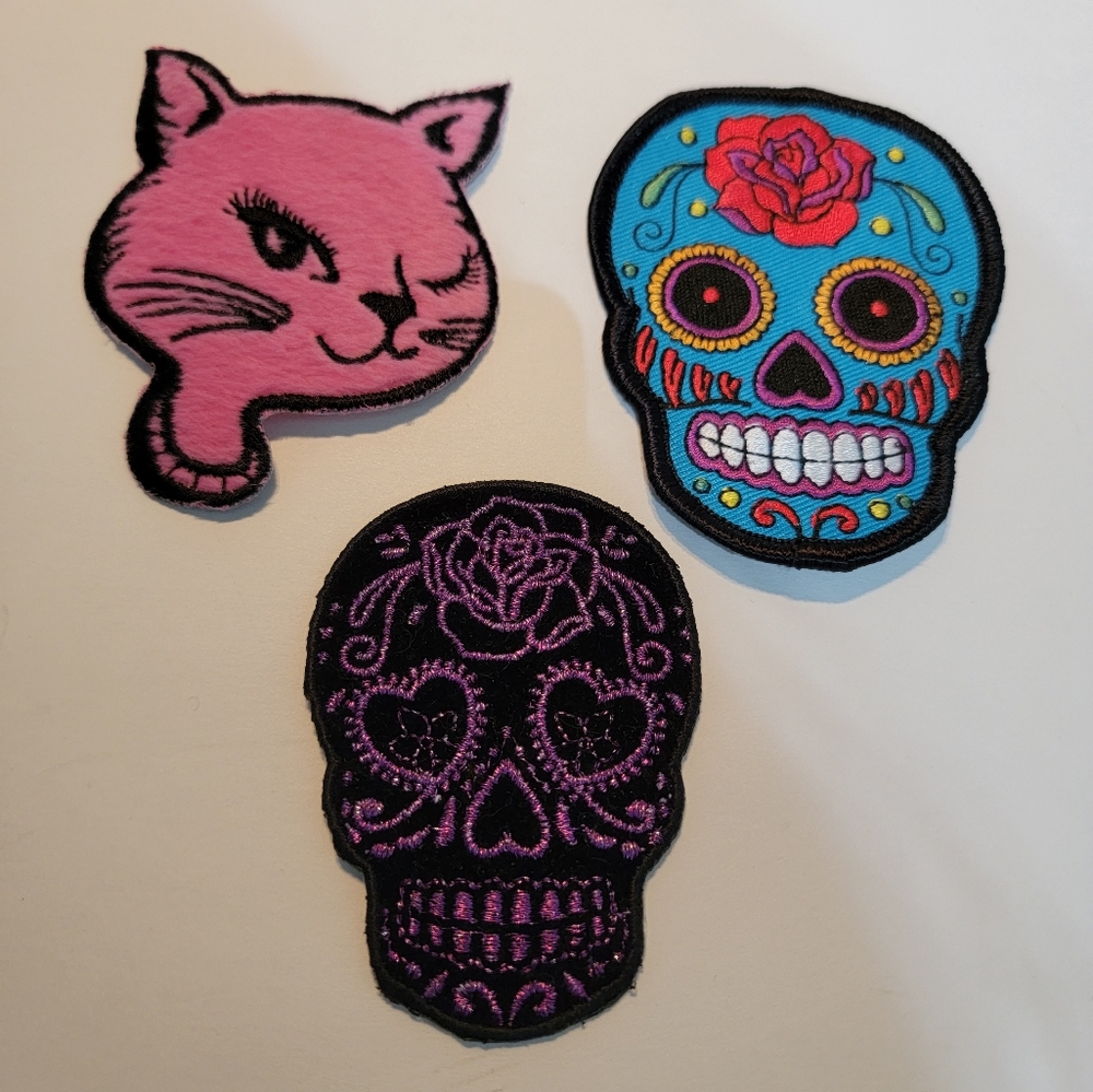 New Bundle of Patches (3) Cat & Sugar Skulls